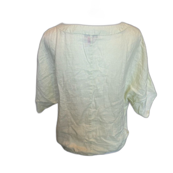 Vince Camuto 100% Linen Button Tie Front Blouse Light Green Size Large V Neck - Picture 5 of 9